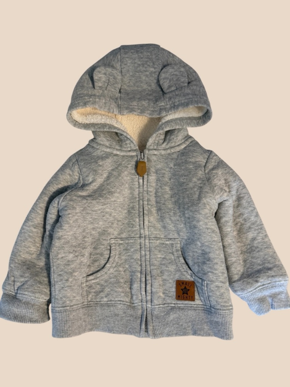Simple Joys by Carter Kids Cozy Grey Sherpa-Lined Hooded Zip Sweatshirt
